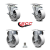 Service Caster 4 Inch Semi Steel Cast Iron Swivel Top Plate Caster Set with 2 Brake 2 Rigid SCC SCC-20S415-SSR-TLB-TP3-2-R-2